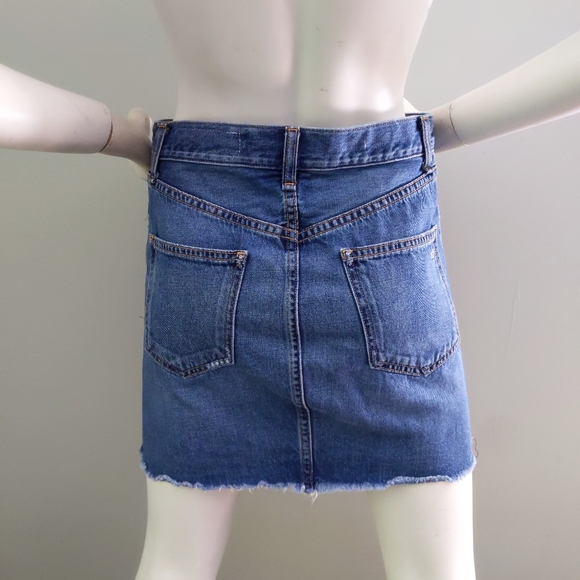 Rag & Bone O-Ring Front Zipper Blue Denim Punk Mini Skirt 26 S - Picture 5 of 6
